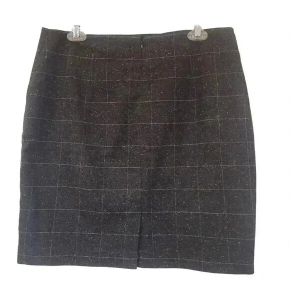Banana Republic Women's Dark Gray Wool Blend Checked Lined Mini Skirt - Picture 2 of 6
